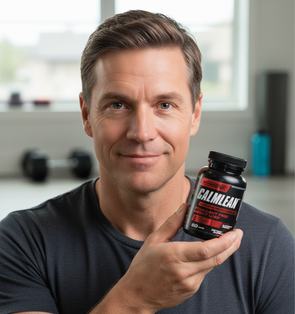 CalmLean Review 2025: Best Non-Stimulant Fat Burner for Men 40+ gemini 2.5 flash image preview (nano banana) haby man with calmle (1)